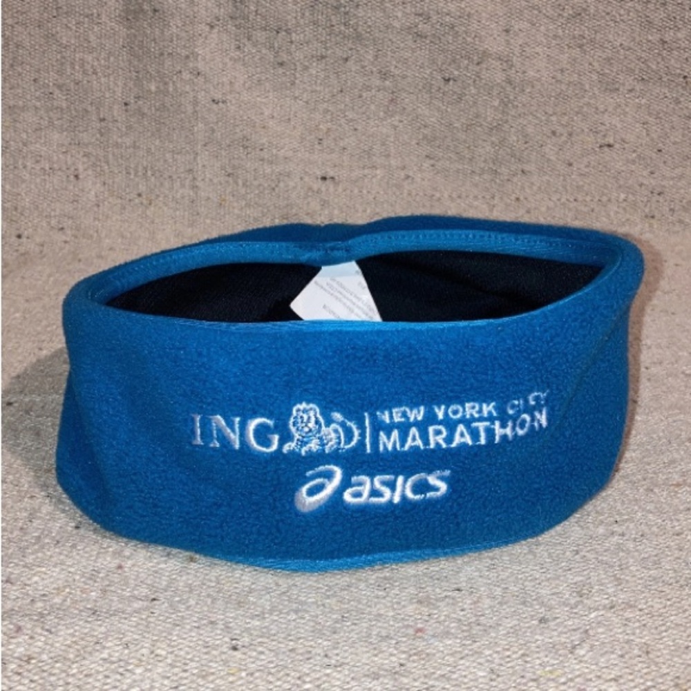 ING Asics New York City Marathon Embroidered Headband Blue New One Size